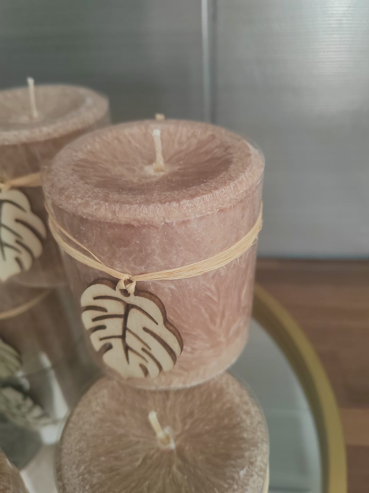 Tuoksuton pöytäkynttilä 7x7,5 cm vaaleanruskea