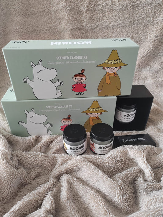 Moomin 3kpl setti lahjapakkauksessa